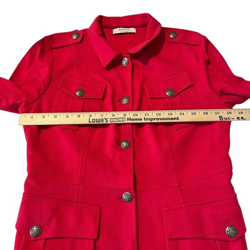 Bailey 44 Women's Military Style Blazer Jacket Lg Red Utility Button Made In USA